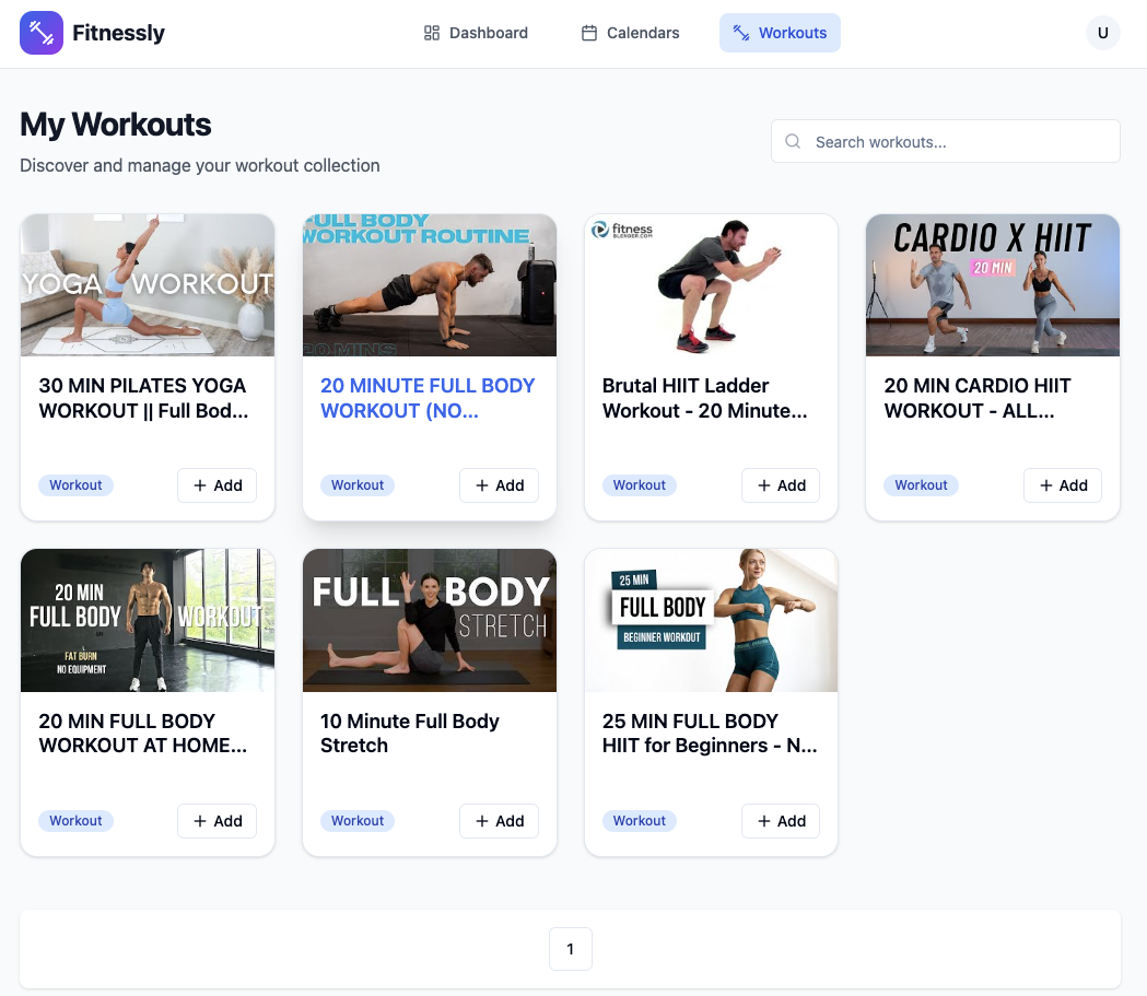 Step 7: Browse all of your workouts